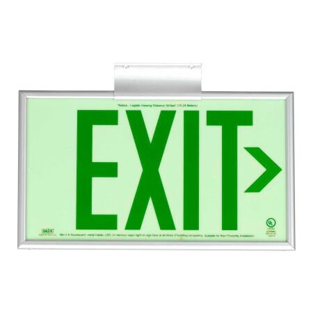 Hubbell Lighting Dual-Lite DPL Exit Sign, Photoluminescent w/ Green Letters, Aluminum Frame, Double Face DPLAF50DG